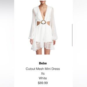 Bebe White Mesh Cutout Dress